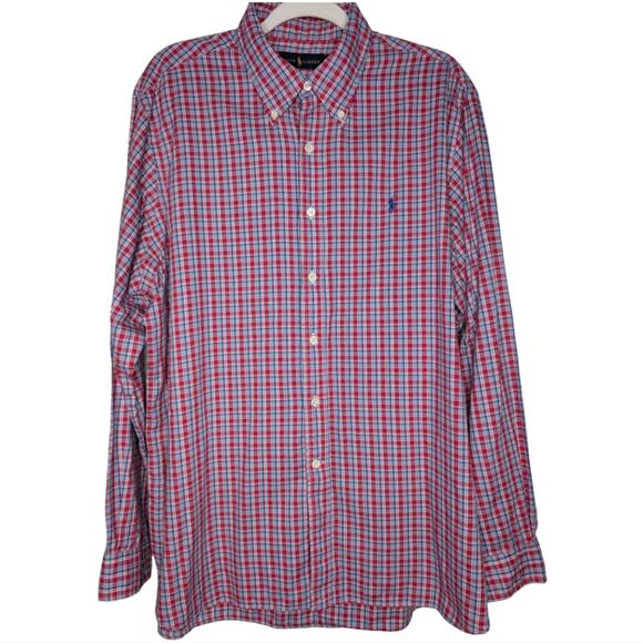 Ralph Lauren Other - Mens Ralph Lauren Classic Fit Gingham Oxford Long Sleeve Shirt Red Blue XL